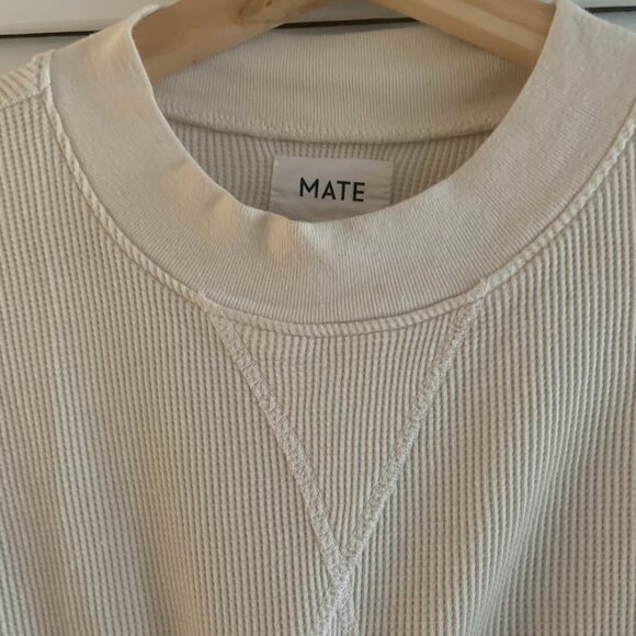 COPY - Mate Women's Cream Mockneck Waffle Knit Thermal Top Organic Cotton - Picture 4 of 5